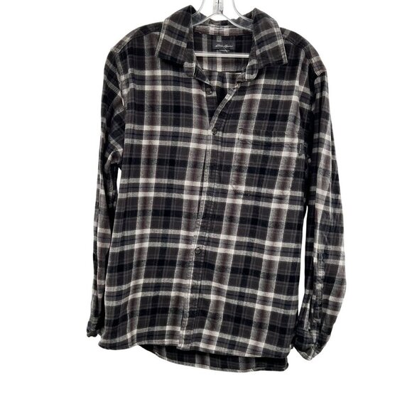 Eddie Bauer Men's Plaid Button Up Shirt Gray/Multi Size Large Long Sleeve - Picture 1 of 9